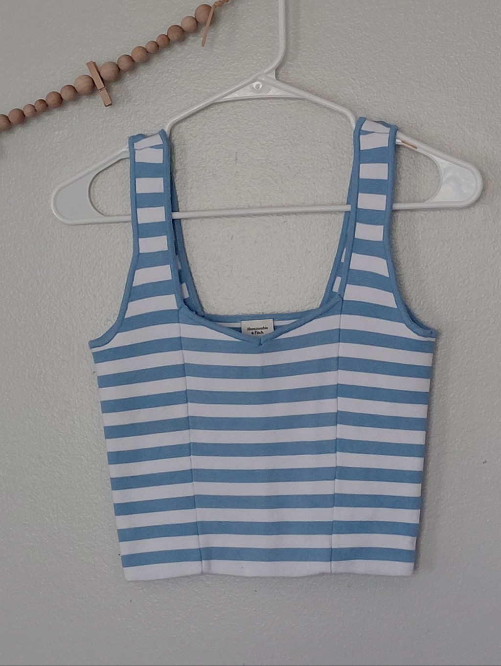 Abercrombie & Fitch Blue Striped Knit Body Contour Cropped Tank Top